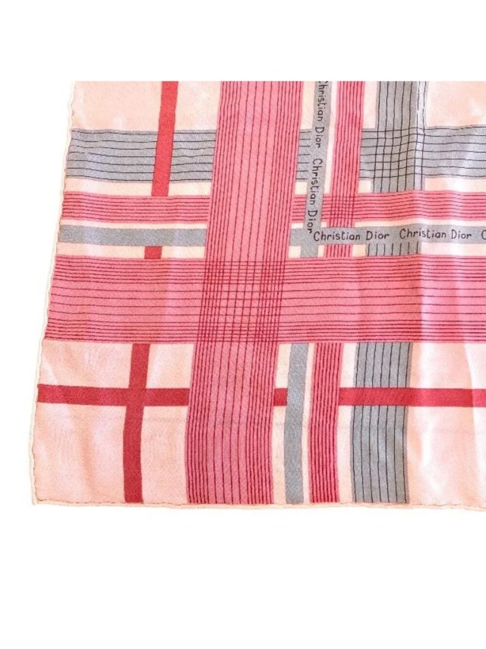 Christian Dior Stole Shawl Scarf Accessories Silk Logo Total Pink Red